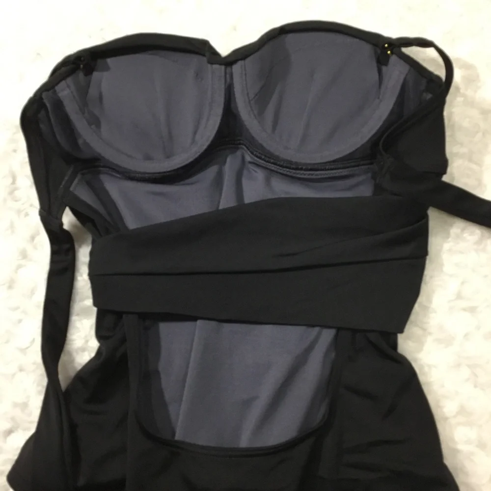 Victoria’s Secret Twist Bandeau Tie Back Retro One-piece Swimsuit Black 32A - Picture 12 of 16